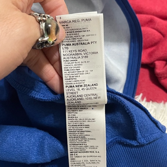 Men’s Size X-Large Puma Contrast Fleece Jacket 2.0 Logo Embroidered Blue/White - Picture 12 of 12